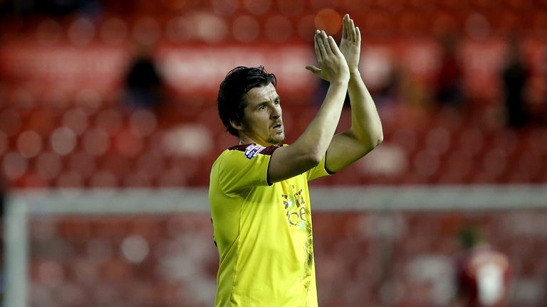 Joey Barton of Burnley appauds the supporters during the Emirates FA Cup third round match between Middlesbrough and Burnley