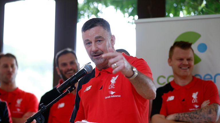 John Aldridge speaks as Liverpool Legends attend a Canteen Australia event at Centennial Park 