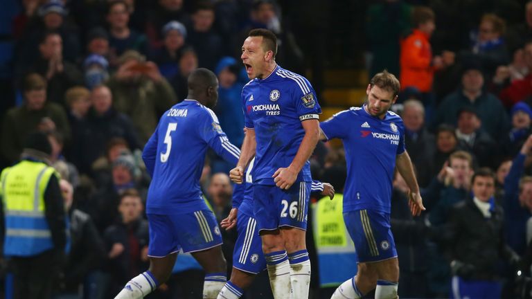 John Terry of Chelsea celebrates scoring his team's third goal 