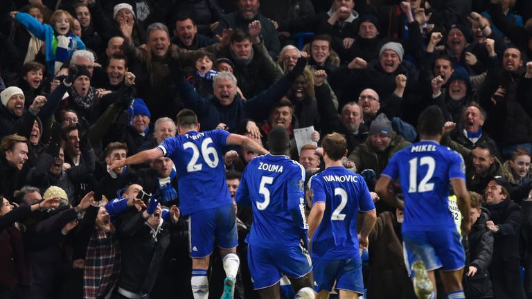 John Terry) of Chelsea celebrates scoring his team's third goal