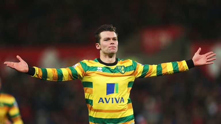 Jonathan Howson celebrates scoring Norwich's first goal against Stoke