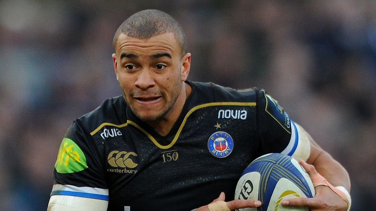 BATH, ENGLAND - JANUARY 23: Jonathan Joseph of Bath during the European Rugby Champions Cup match between Bath Rugby and RC Toulon at the Recreation Ground