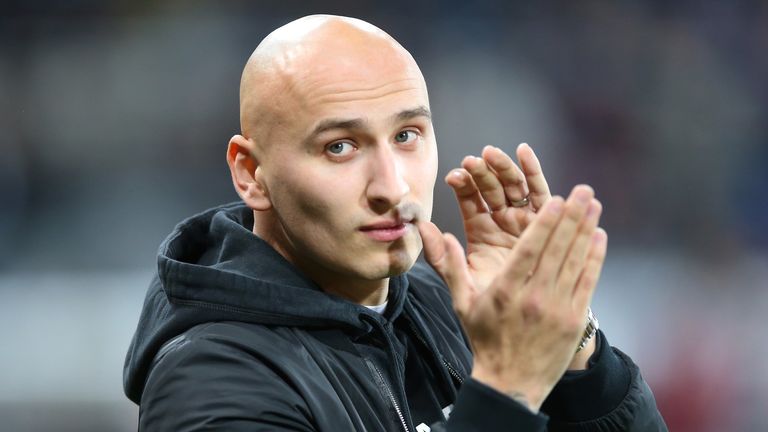 New Newcastle United signing Jonjo Shelvey is introduced to the crowd 