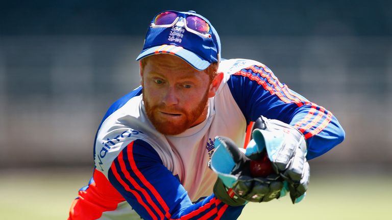 JOHANNESBURG, SOUTH AFRICA - JANUARY 11:  Jonny Bairstow of England catches in a practice session during England media access at the Wanderers Stadium on J