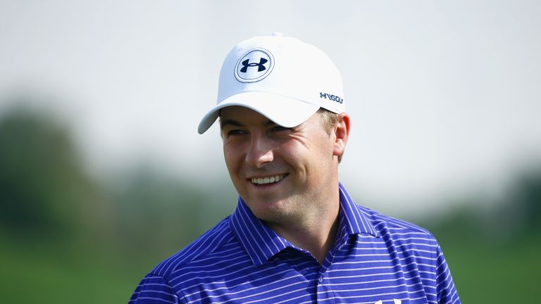 Jordan Spieth sees the funny side after his lucky break at the ninth