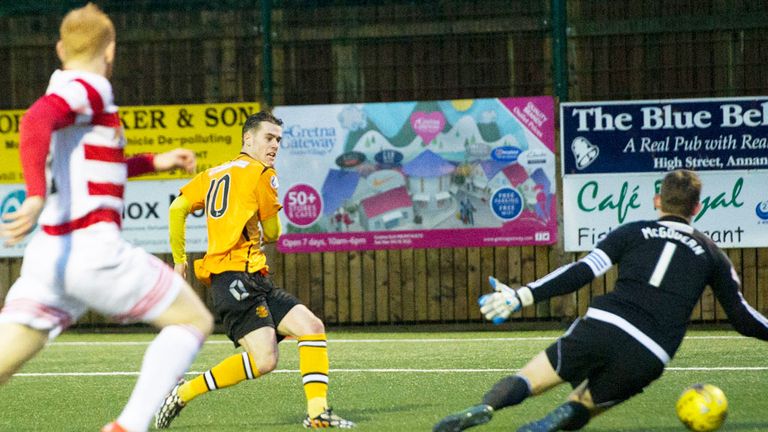 Josh Todd scores Annan's second goal in the 4-1 win over Hamilton