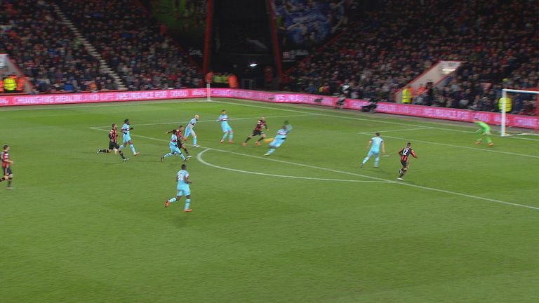 Angelo Ogbonna blocks Junior Stanislas' shot with his arm but it's not outstretched