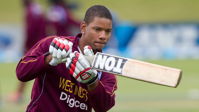 Kieran Powell of the West Indies warms up before the third international one day cricket match between New Zealand and the West Indies