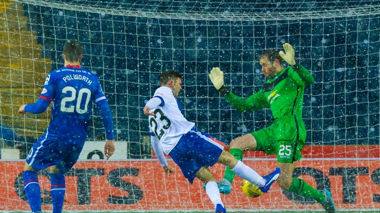 Kilmarnock's Greg Kiltie scores for his side against Inverness Caledonian Thistle