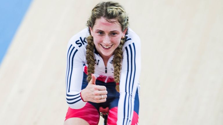 HONG KONG - JANUARY 17: Laura Trott of Great Britain celebrates after winning the Women's Omnium as part of the UCI Track World Cycling on January 17, 2016