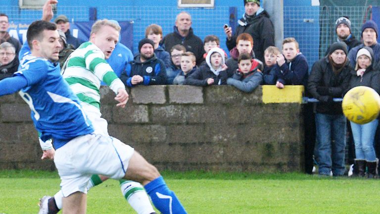 Leigh Griffiths opens the scoring for Celtic in their win at Stranraer