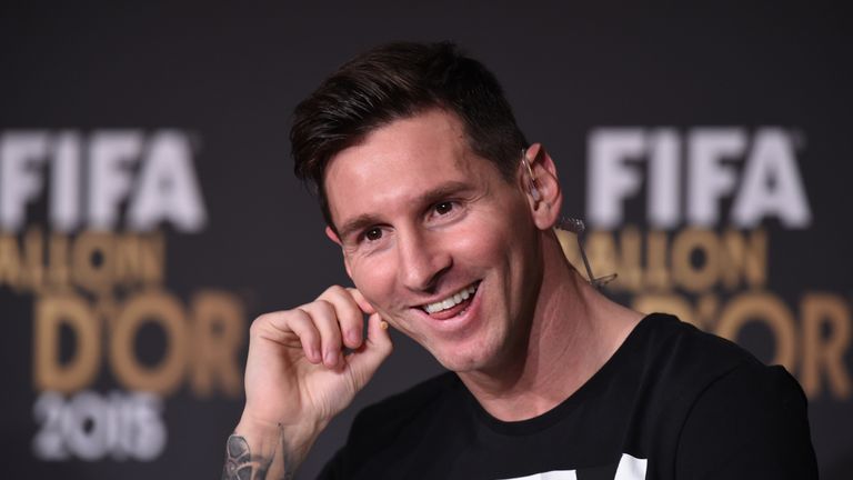 Lionel Messi speaks to the media