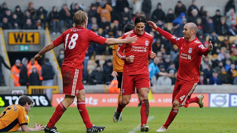 Fernando Torres scored his final Liverpool goals in a win against Wolves