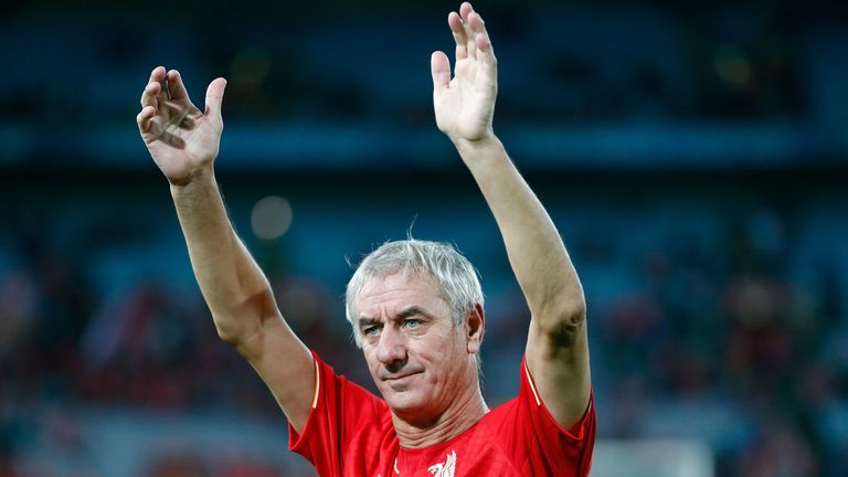 Ian Rush celebrates after the match between Liverpool Legends and the Australian Legends 
