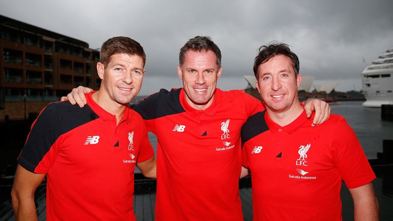Liverpool Legends Steven Gerrard, Jamie Carragher and Robbie Fowler