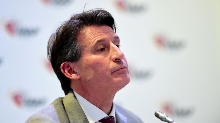 Lord Sebastian Coe, President of the IAAF answers questions from the media during a press conference in Monaco, November 2015