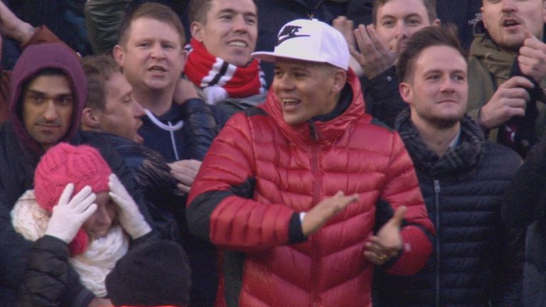 Manchester United defender Marcos Rojo was in the crowd at Anfield watching the game against Liverpool