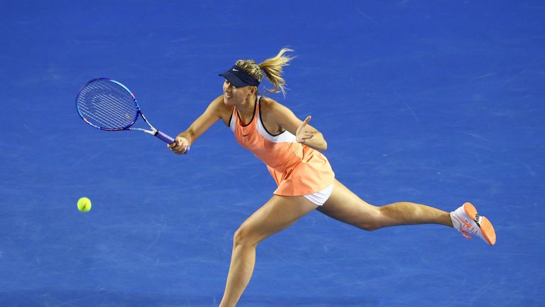 Maria Sharapova against Aliaksandra Sasnovich of Belarus during day three of the 2016 Australian Open 