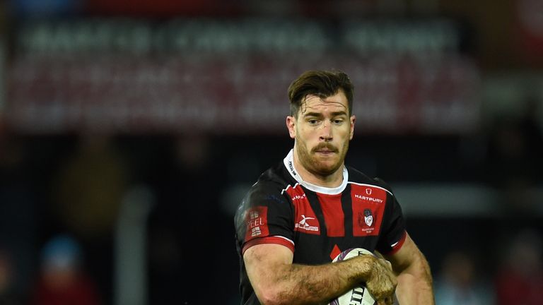 GLOUCESTER, ENGLAND - NOVEMBER 14:  Gloucester centre Mark Atkinson in action during the European Rugby Challenge Cup