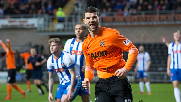 Dundee United's Mark Durnan celebrates having doubled the lead for his side 