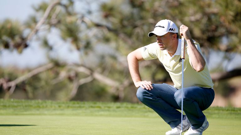 Martin Laird lines up a putt on the seventh green during round one of the Farmers Insurance Open at Torrey Pines 