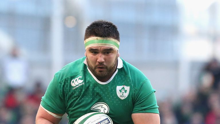 Marty Moore of Ireland runs with the ball during the Six Nations match between Ireland and England at the Aviva Stadium