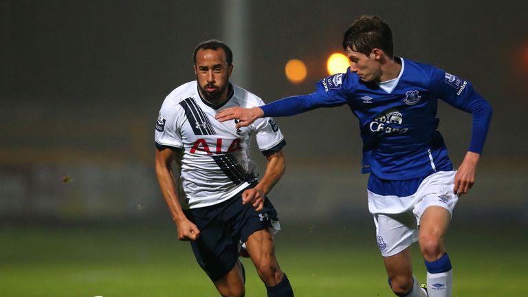 Matty Foulds (right) battles with Andros Townsend of Spurs in U21s match