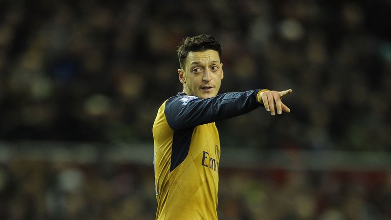 Mesut Ozil of Arsenal during the Barclays Premier League match between Liverpool and Arsenal at Anfield