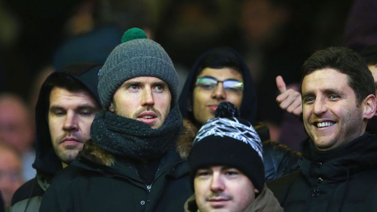 Carrick joined the United fans for Sunday's big match at Anfield