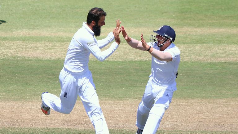 Congratulating Moeen Ali: he set the tone on day five by removing AB de Villiers