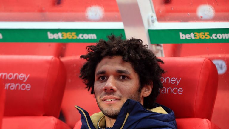Arsenal's Mohamed Elneny was named on the bench at Stoke