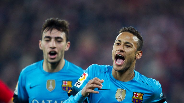 Neymar of FC Barcelona celebrates 