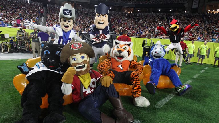 NFL mascots gather on the field during the 2015 Pro Bowl at University of Phoenix Stadium on January 25, 2015 in Glendale, Arizo