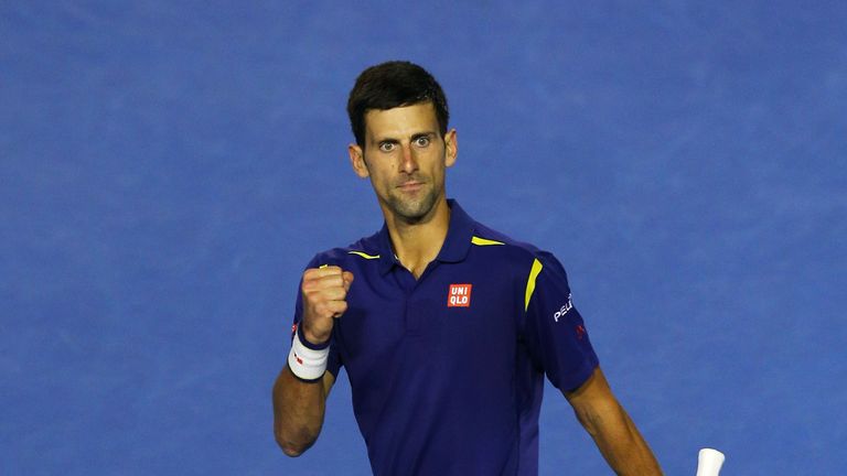Novak Djokovic point celeb, Australian Open men's singles final v Andy Murray