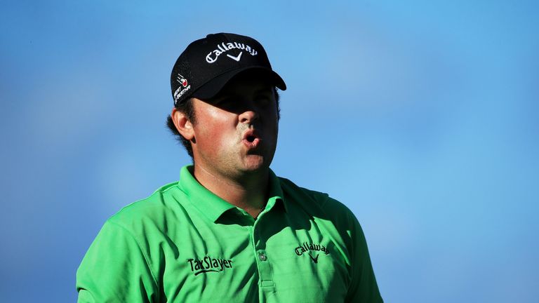 Patrick Reed reacts during round one of the Hyundai Tournament of Champions at the Plantation Course at Kapalua Golf Club