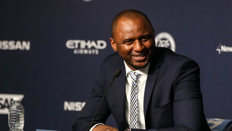 Patrick Vieira speaks as he is introduced as New York City FC's new head coach.