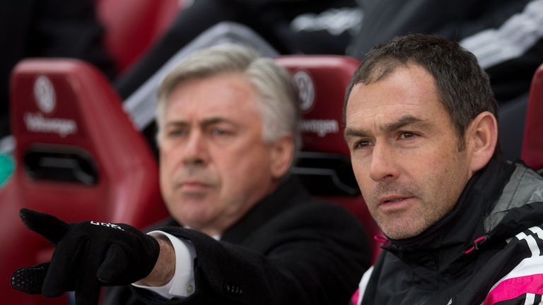  Assistant coach Paul Clement of Real Madrid CF looks on as head coach Carlo Ancelotti