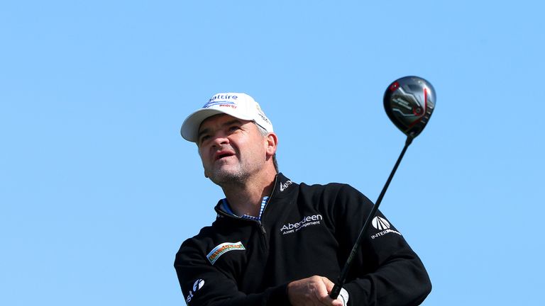 Paul Lawrie of Scotland hits his tee shot on the 5th during the third round of the Commercial Bank Qatar Masters at the Doha Golf Club