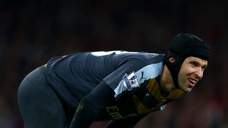 LONDON, ENGLAND - JANUARY 24:  Petr Cech of Arsenal looks on during the Barclays Premier League match between Arsenal and Chelsea at Emirates Stadium on Ja
