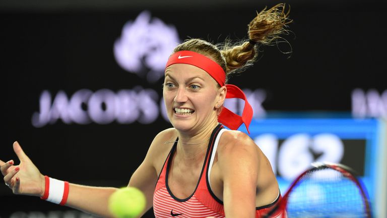 Czech Republic's Petra Kvitova plays a forehand return during her women's singles match against Australia's Daria Gavrilova 