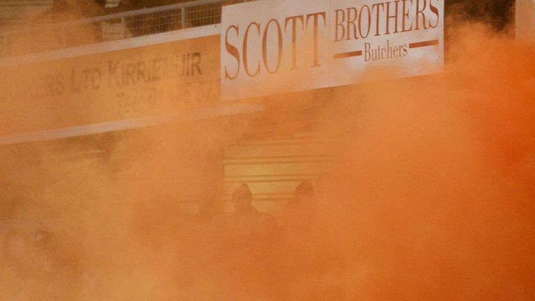 Dundee United fans let-off flares at Tannadice on Friday