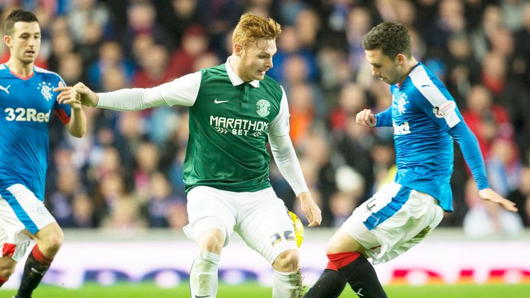 Action from the Rangers v Hibernian game - which was marred by sectarian singing