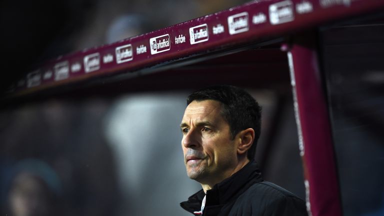 Remi Garde looks on prior to the Barclays Premier League match between Aston Villa and Crystal Palace at Villa Park