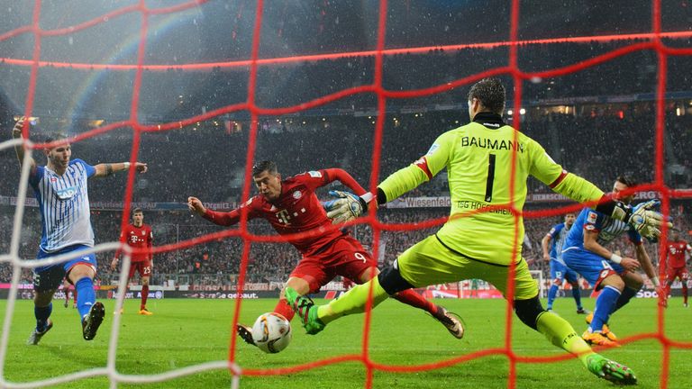  Robert Lewandowski of Bayern Munich (C) scores their first goal 