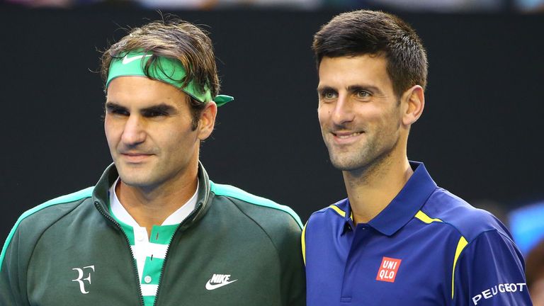 Novak Djokovic of Serbia and Roger Federer of Switzerland