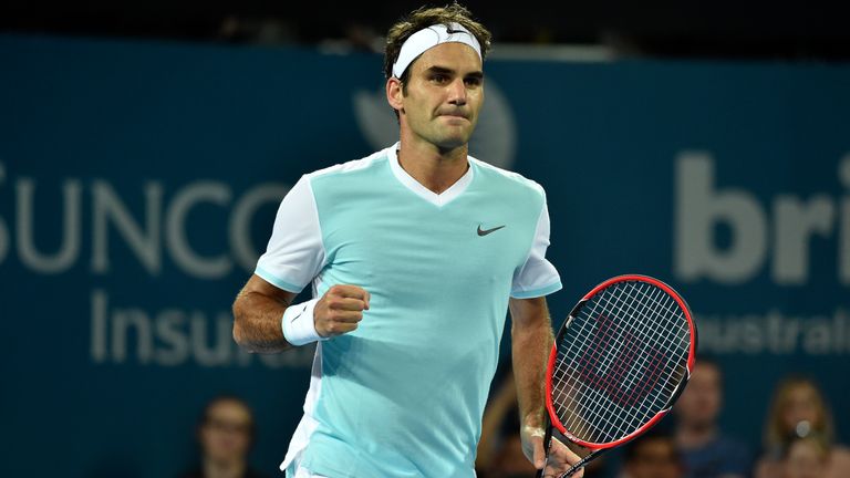 Roger Federer of Switzerland celebrates his victory against Tobias Kamke of Germany