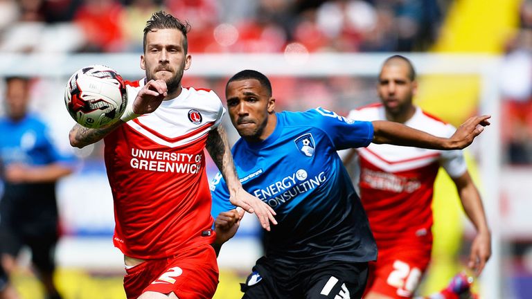 Roger Johnson (left) in action for Charlton against Bournemouth last season