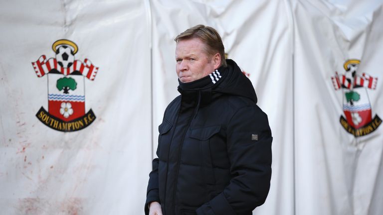 Ronald Koeman, manager of Southampton, looks on prior to the Premier League match with West Brom