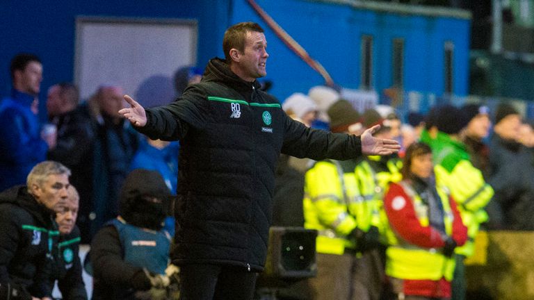 Celtic manager Ronny Deila gives instructions from the technical area during 3-0 Scottish Cup win at Stranraer