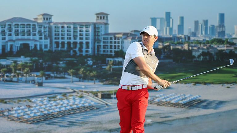 Rory McIlroy in action during the third round of the Abu Dhabi HSBC Golf Championship
